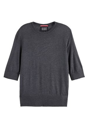 CREW NECK SHORT SLEEVED PULLOVER CHARCOAL MELANGE