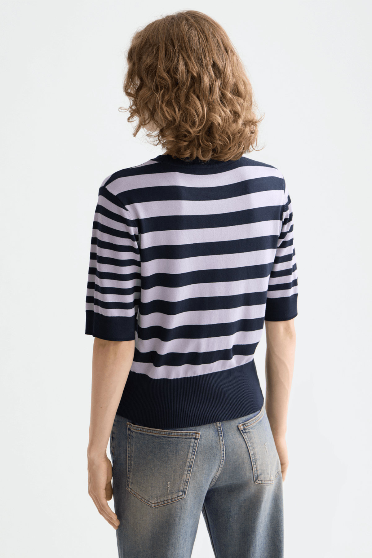 CREW NECK SHORT SLEEVE PULLOVER SKY CAPTAIN/LAVENDER