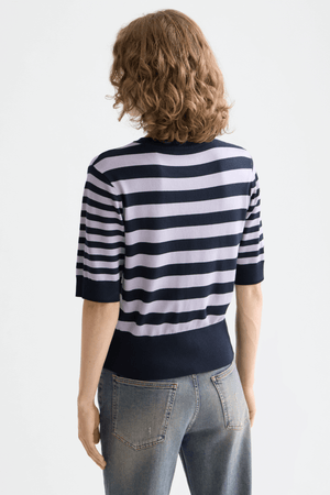 CREW NECK SHORT SLEEVE PULLOVER SKY CAPTAIN/LAVENDER