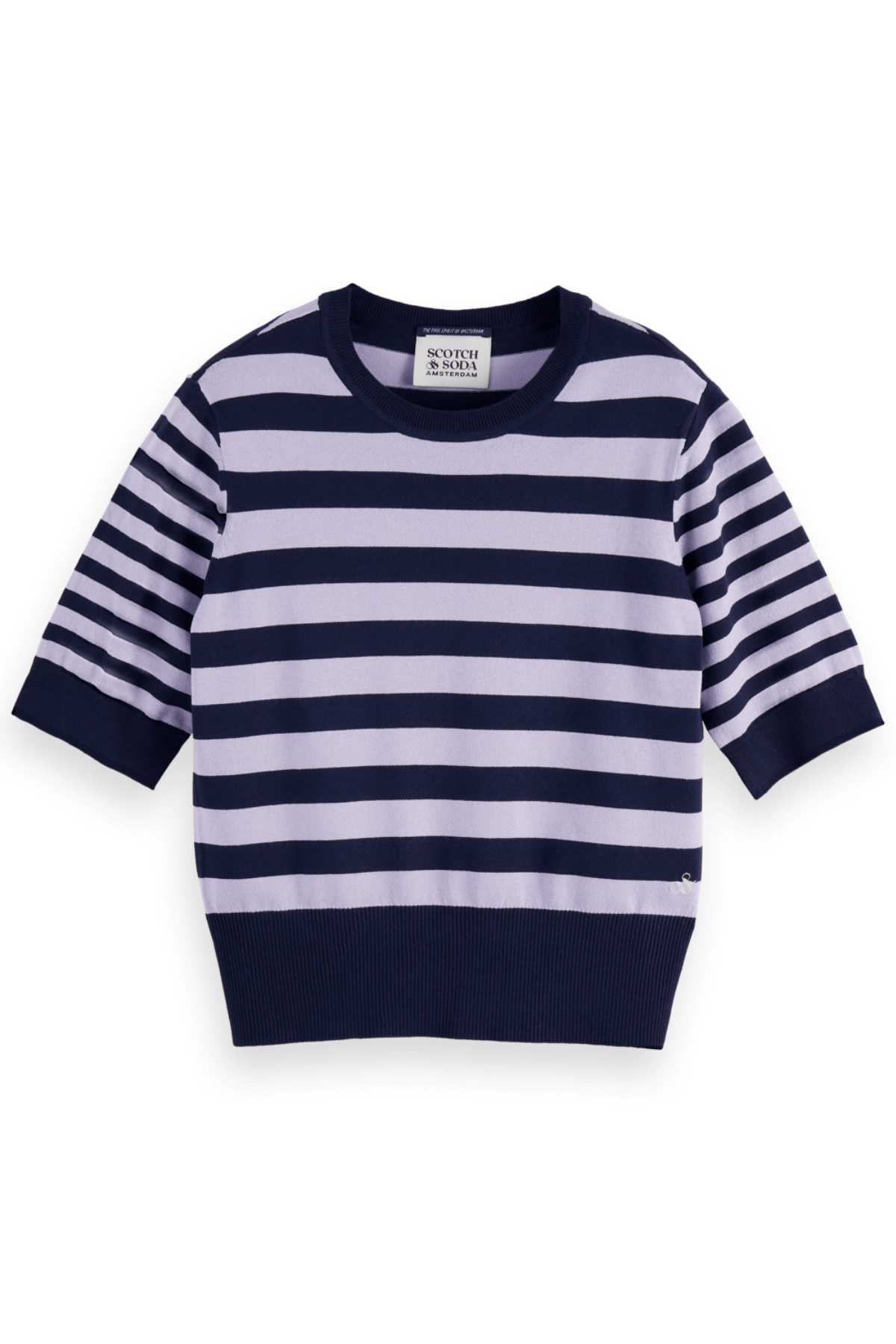 CREW NECK SHORT SLEEVE PULLOVER SKY CAPTAIN/LAVENDER
