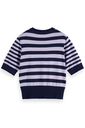 CREW NECK SHORT SLEEVE PULLOVER SKY CAPTAIN/LAVENDER