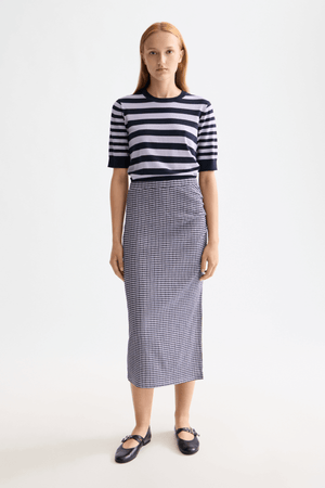 CREW NECK SHORT SLEEVE PULLOVER SKY CAPTAIN/LAVENDER