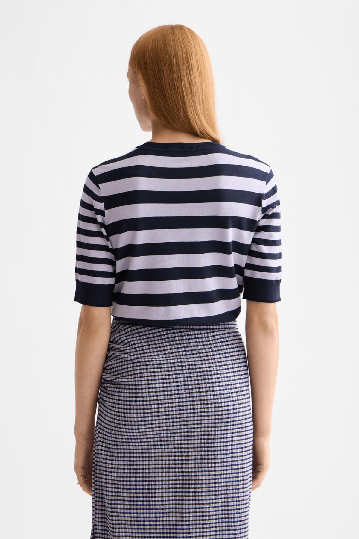 CREW NECK SHORT SLEEVE PULLOVER SKY CAPTAIN/LAVENDER