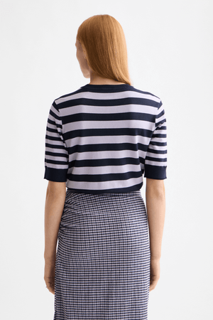 CREW NECK SHORT SLEEVE PULLOVER SKY CAPTAIN/LAVENDER