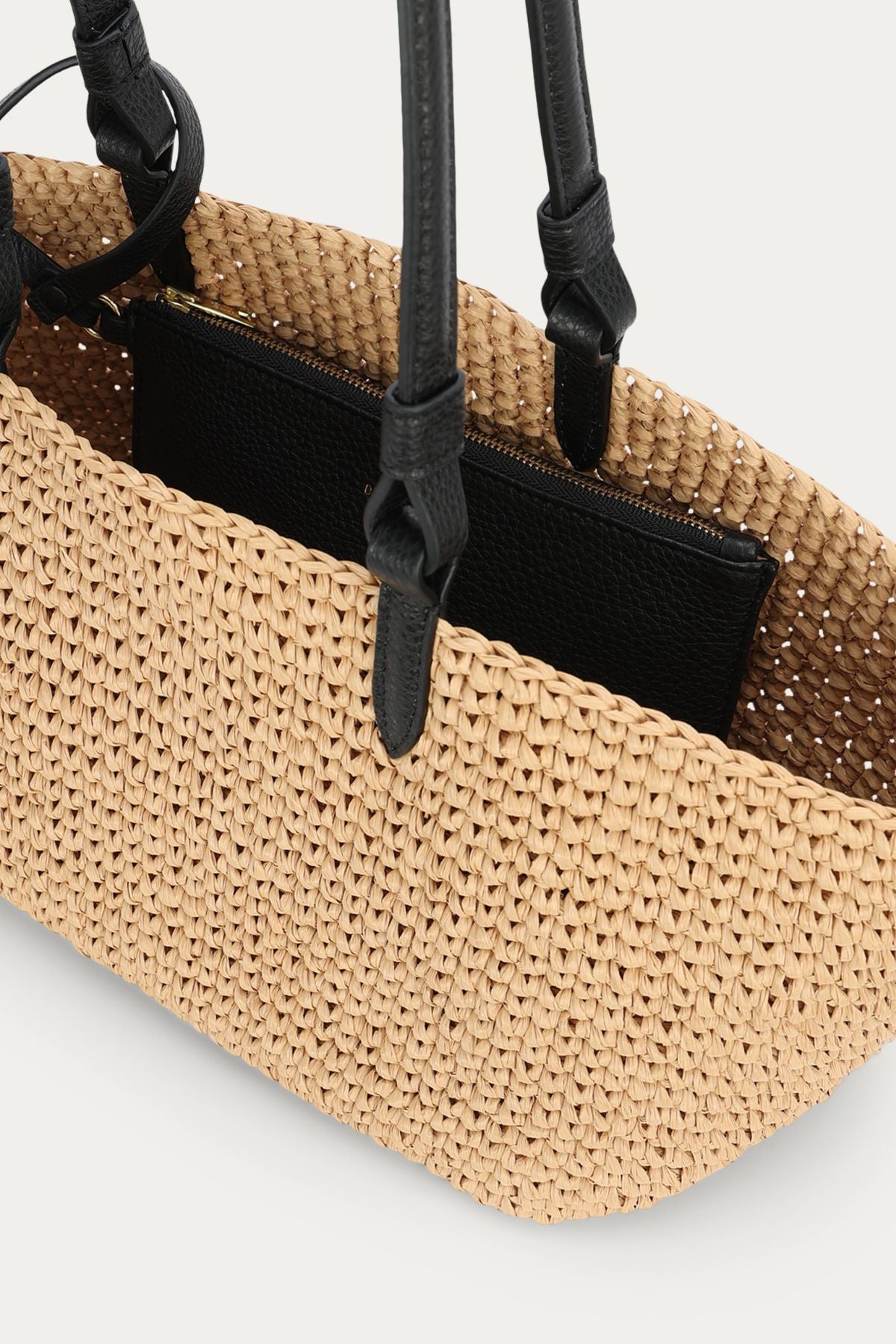 MEDIUM BANDIT TOTE NATURAL RAFFIA/BLACK