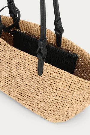 MEDIUM BANDIT TOTE NATURAL RAFFIA/BLACK