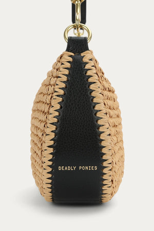 MINI SLING BAG NATURAL RAFFIA/BLACK