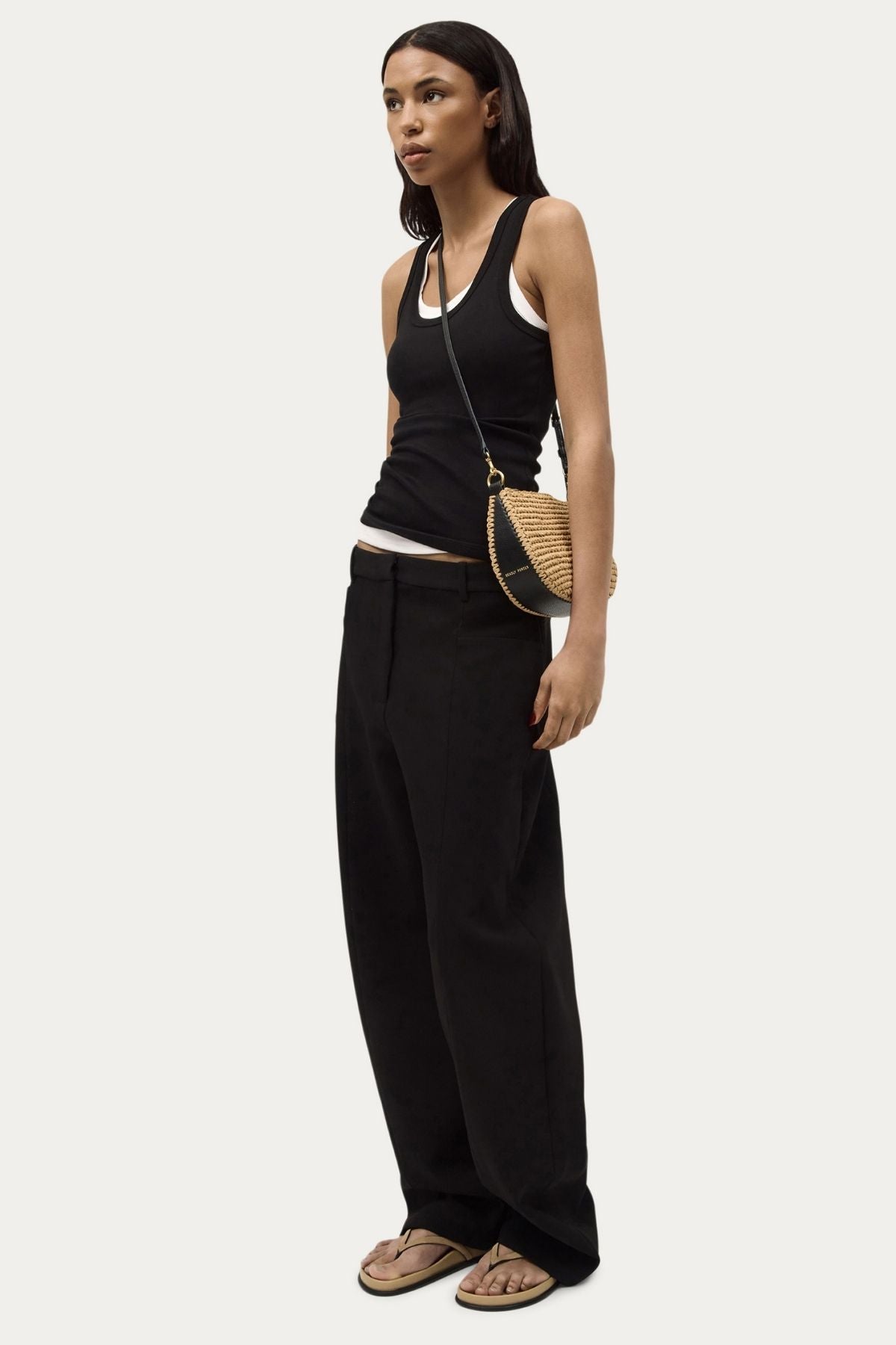 MINI SLING BAG NATURAL RAFFIA/BLACK