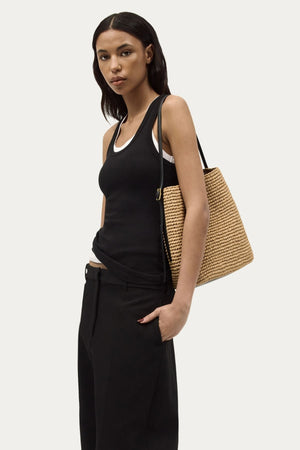 RUSH TOTE NATURAL RAFFIA/BLACK