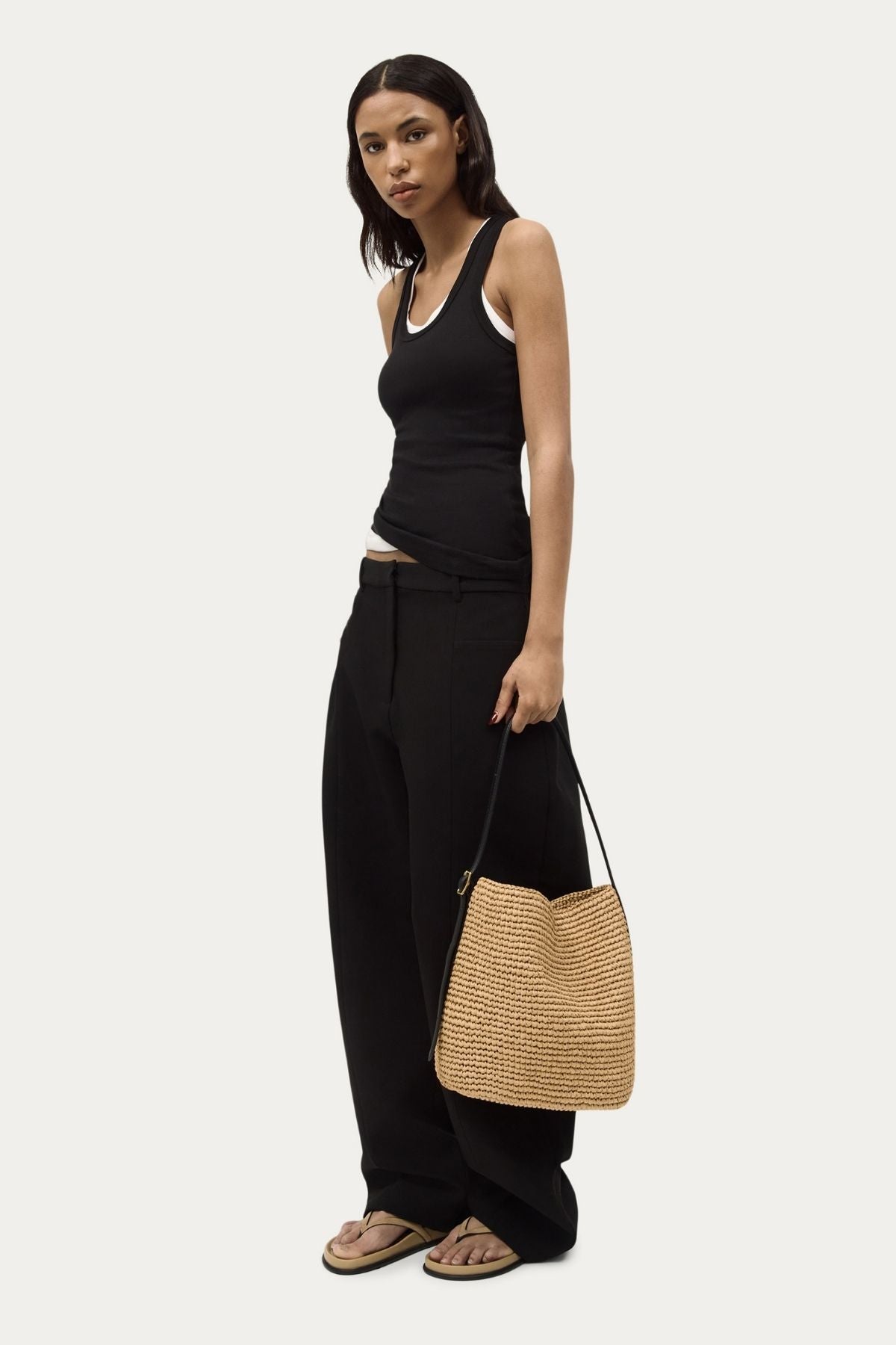 RUSH TOTE NATURAL RAFFIA/BLACK