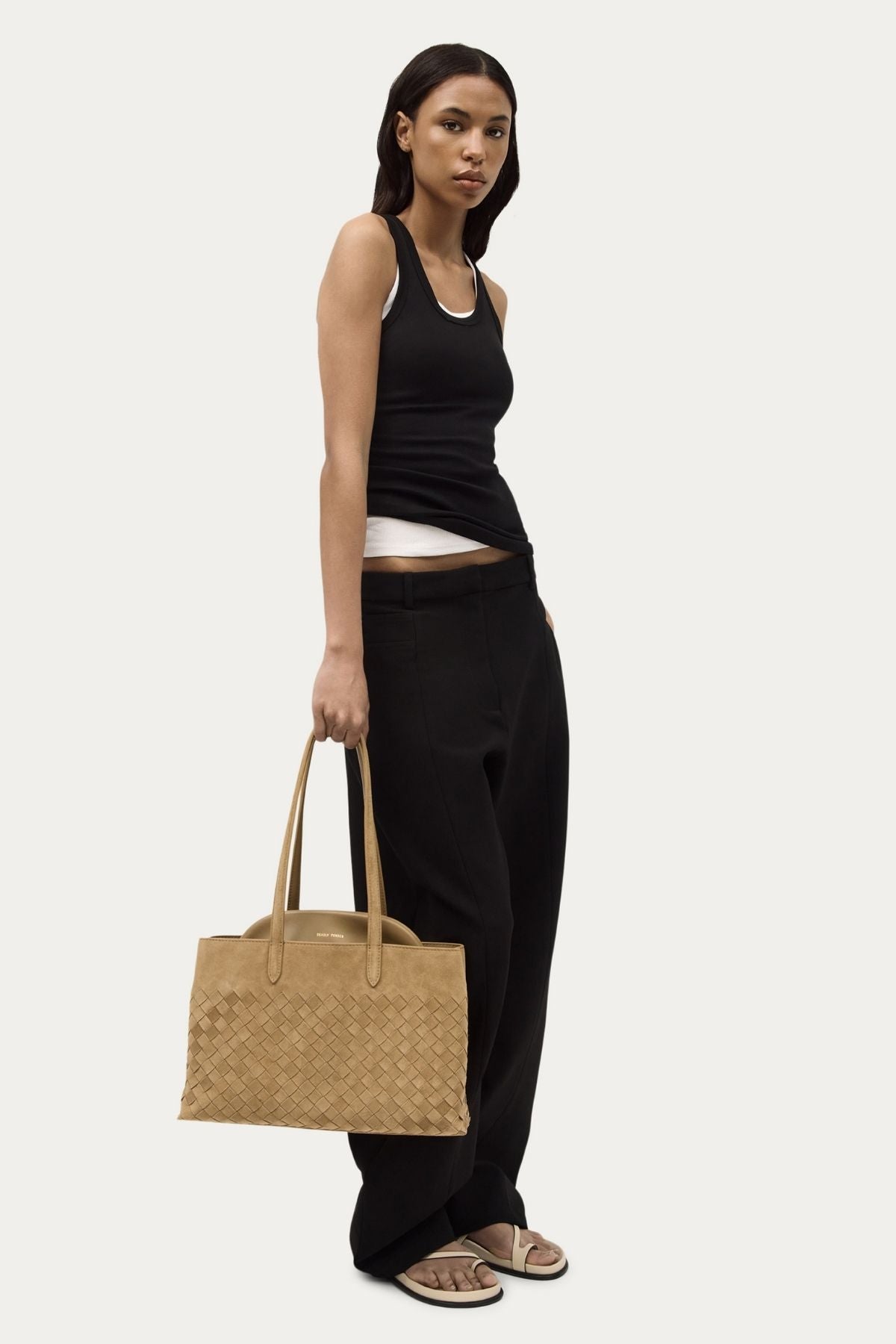 VAULT TOTE OAT WOVEN SUEDE