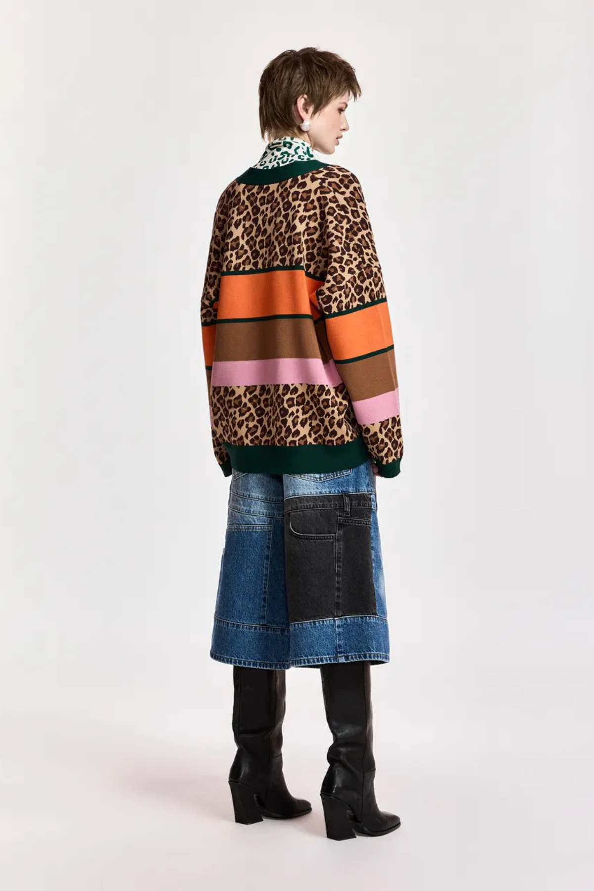 KAUDI MULTICOLOUR LEOPARD STRIPED CARDIGAN