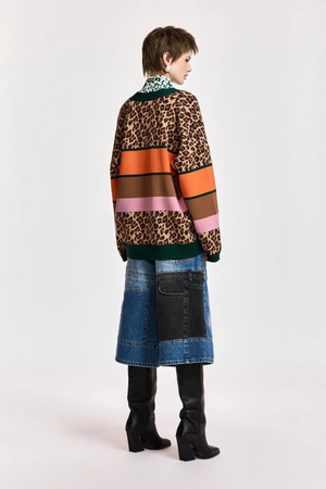 KAUDI MULTICOLOUR LEOPARD STRIPED CARDIGAN