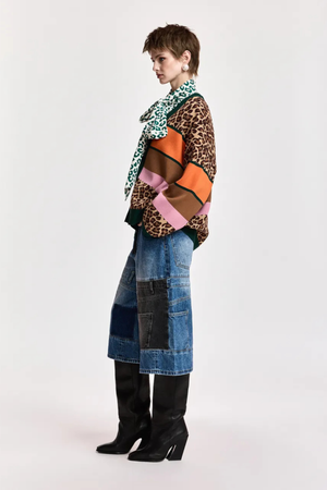 KAUDI MULTICOLOUR LEOPARD STRIPED CARDIGAN