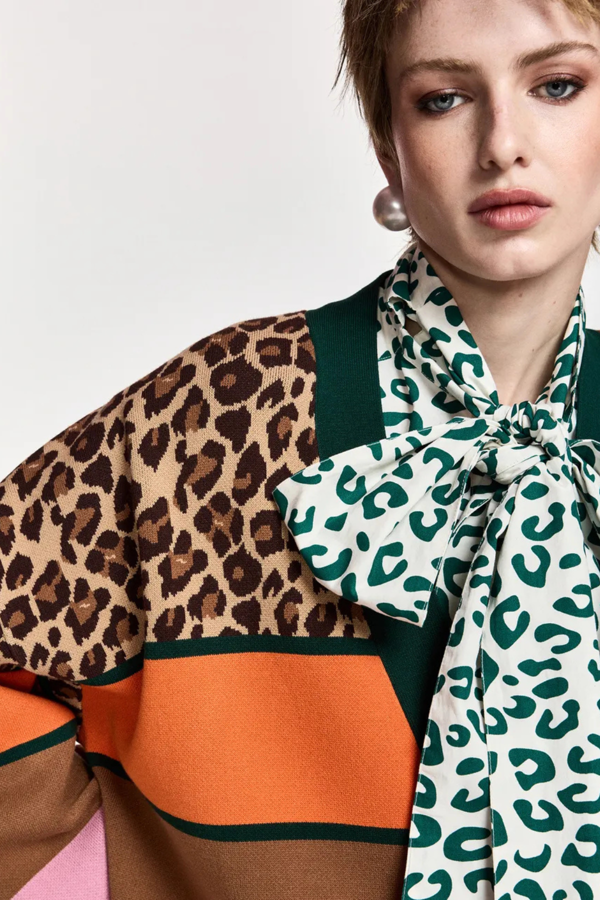 KAUDI MULTICOLOUR LEOPARD STRIPED CARDIGAN