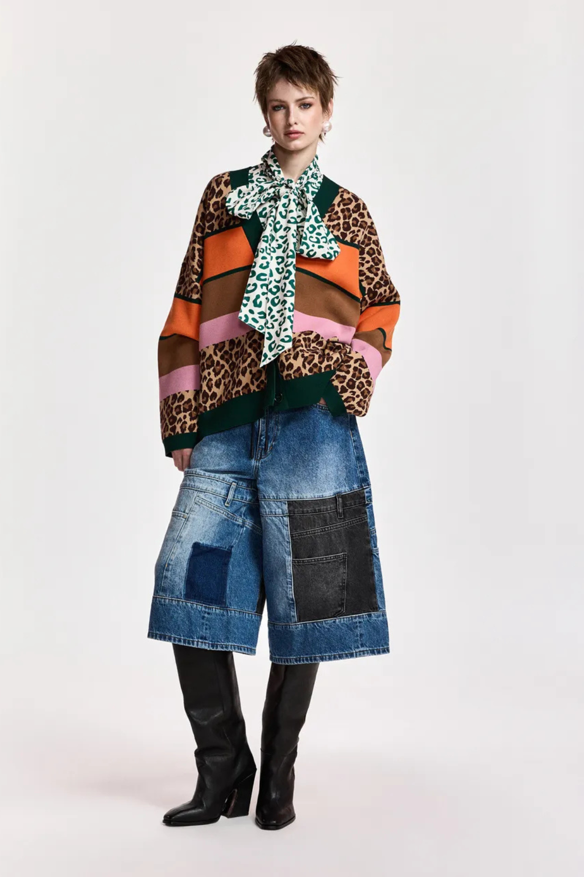 KAUDI MULTICOLOUR LEOPARD STRIPED CARDIGAN