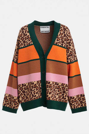KAUDI MULTICOLOUR LEOPARD STRIPED CARDIGAN