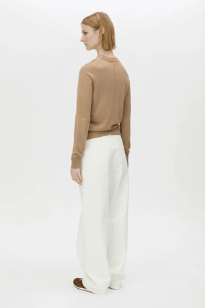 LEONA CLASSIC CREW SWEATER TAN MELANGE