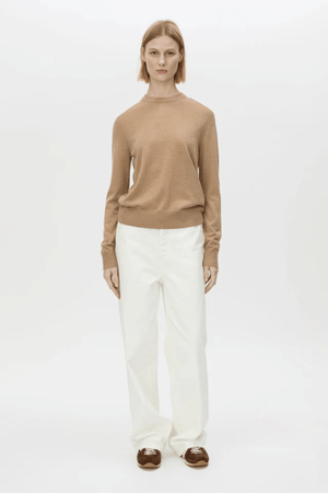 LEONA CLASSIC CREW SWEATER TAN MELANGE
