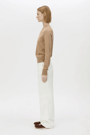 LEONA CLASSIC CREW SWEATER TAN MELANGE
