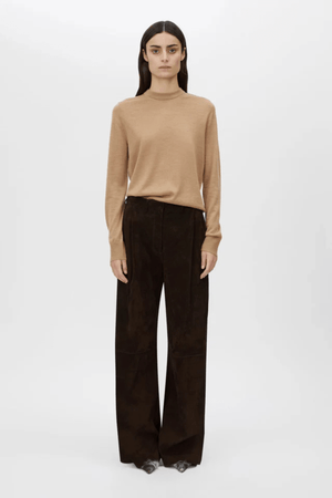 LEONA CLASSIC CREW SWEATER TAN MELANGE
