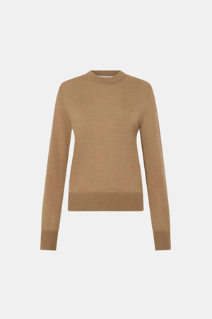 LEONA CLASSIC CREW SWEATER TAN MELANGE