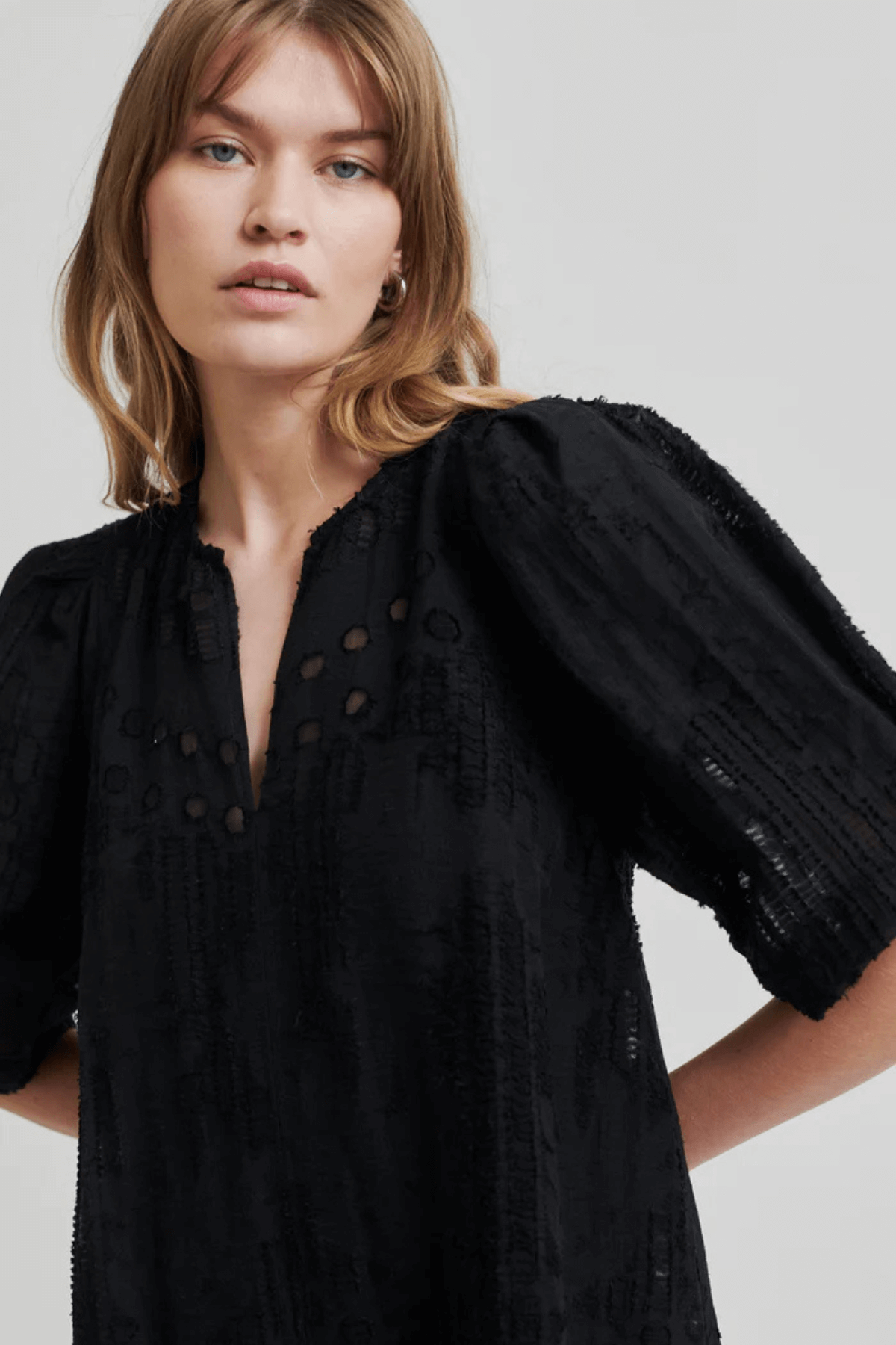 NETE LINEN BLEND DRESS BLACK