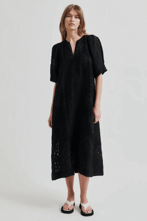NETE LINEN BLEND DRESS BLACK