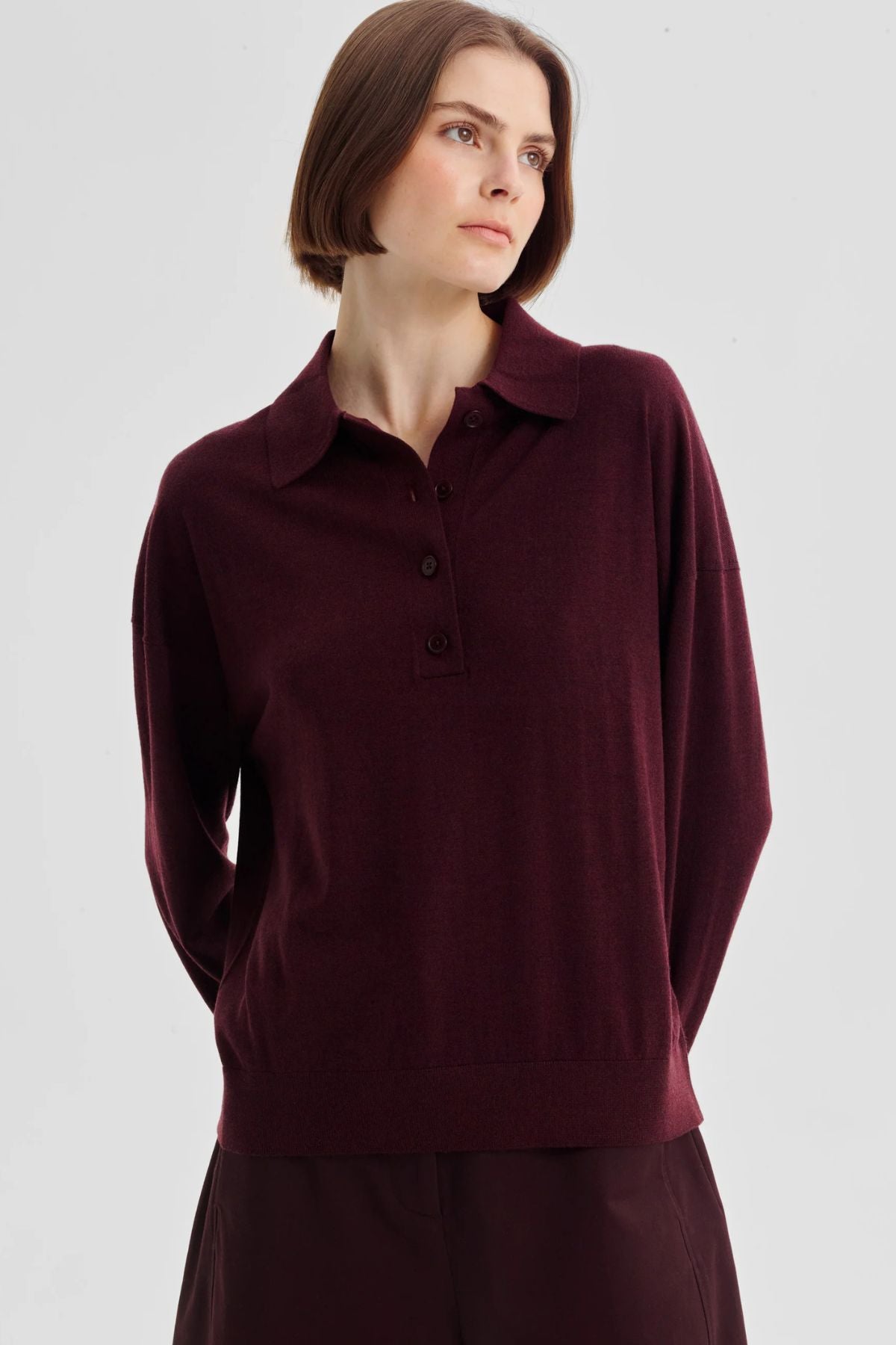 OXFORD MERINO KNIT POLO PINOT