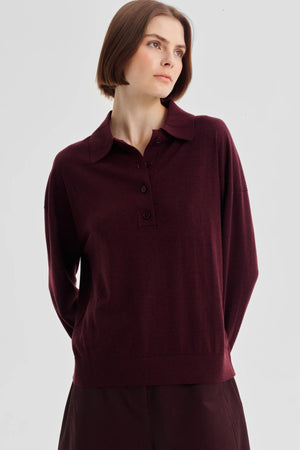 OXFORD MERINO KNIT POLO PINOT
