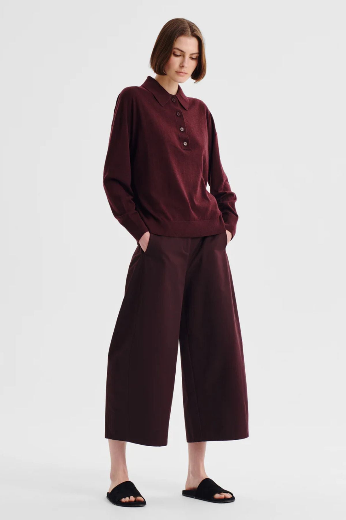 OXFORD MERINO KNIT POLO PINOT