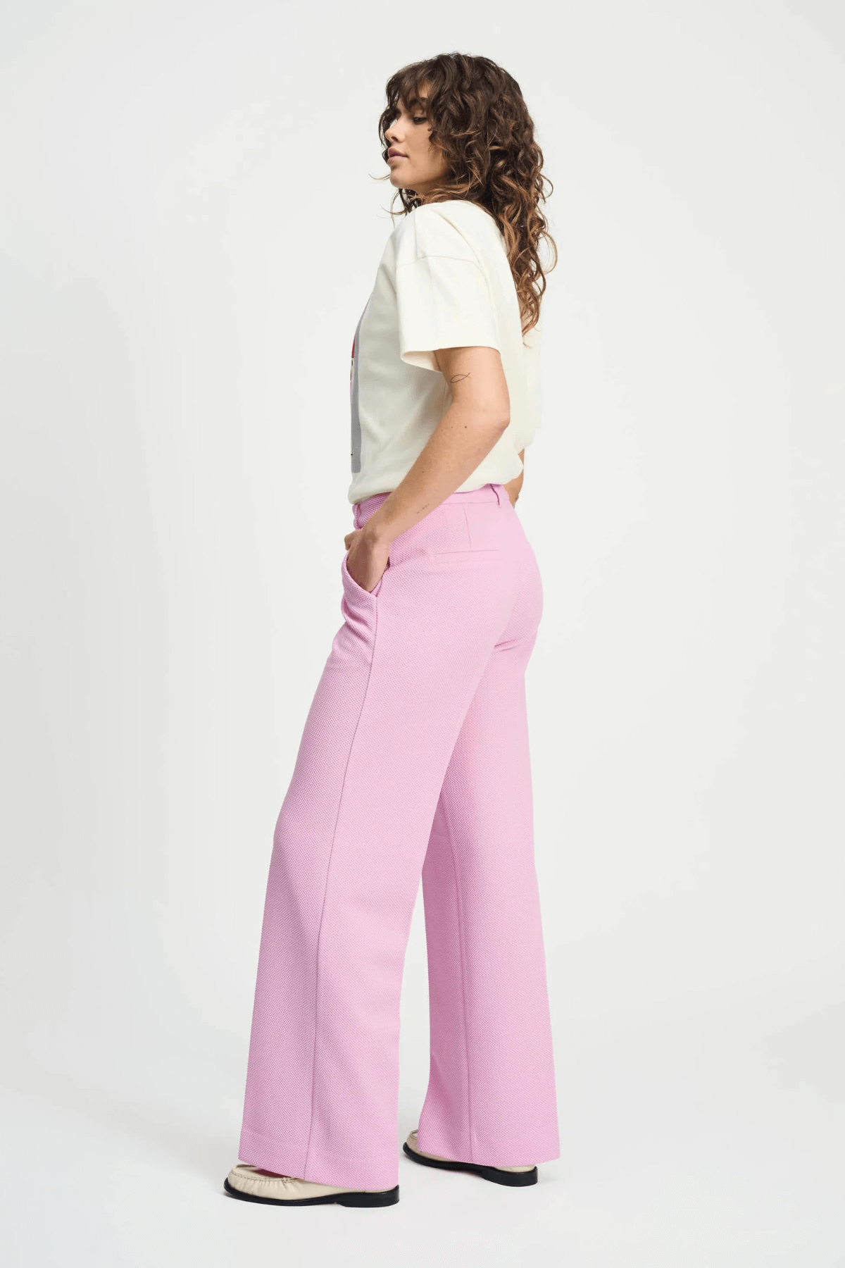 PANTS WIDE LEG ROSE PINK
