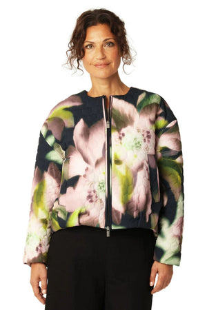 SHORT QUILTED JACKET DARK FLOWER