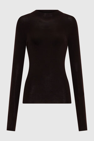 TALIA MERINO KNIT TOP ESPRESSO