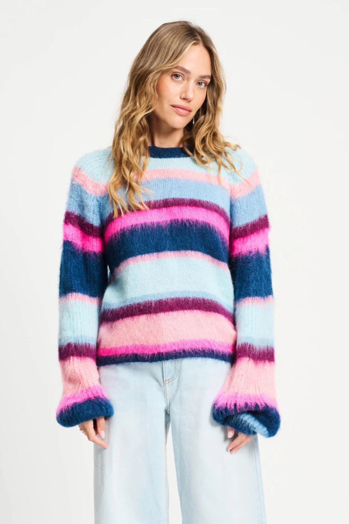 PULLOVR BRUSHED STRIPES BLUE