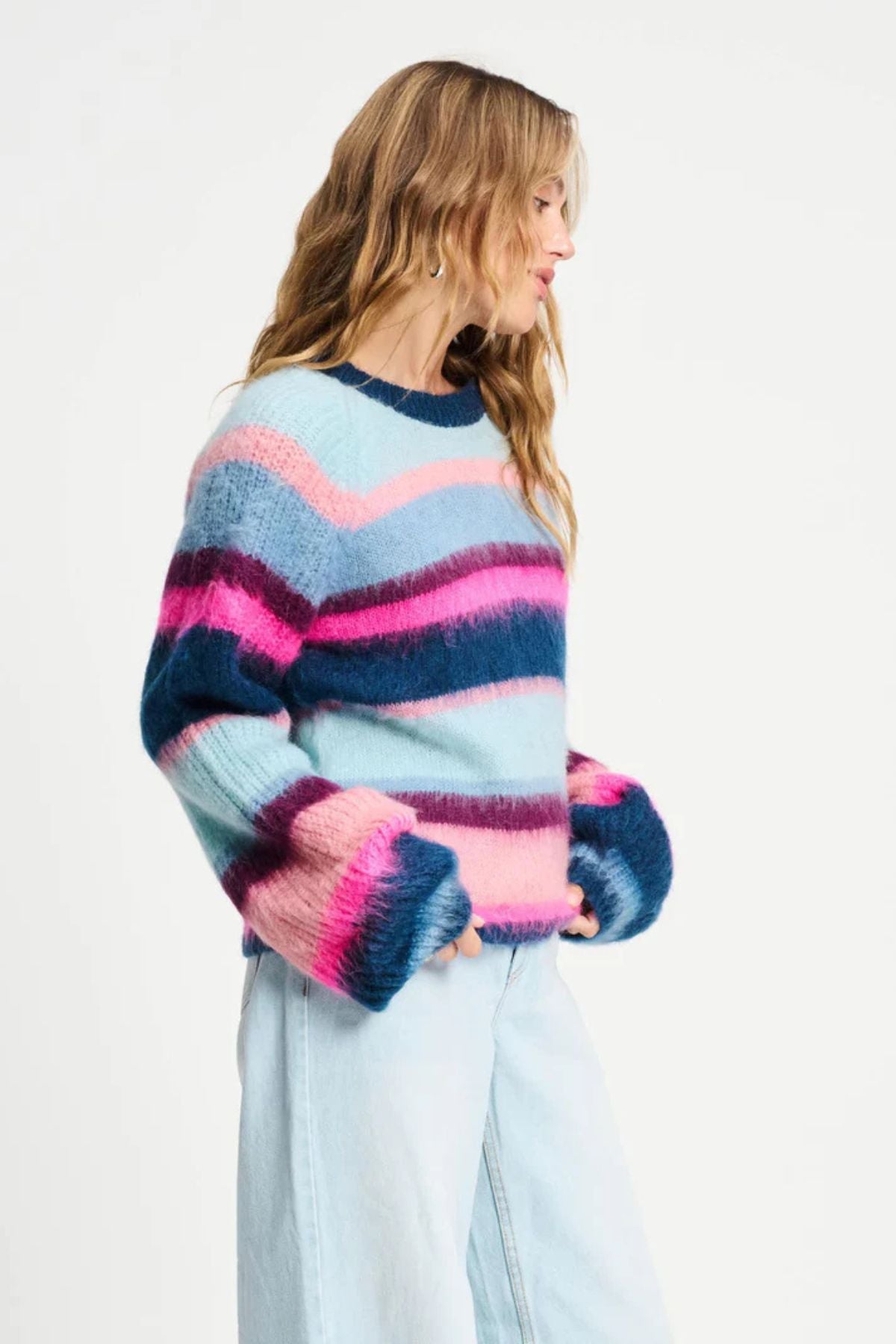 PULLOVR BRUSHED STRIPES BLUE
