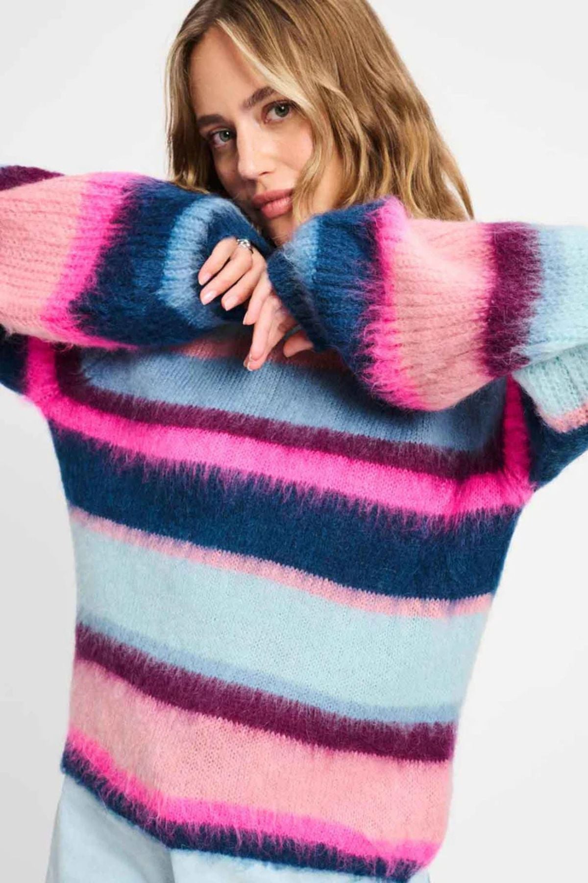 PULLOVR BRUSHED STRIPES BLUE