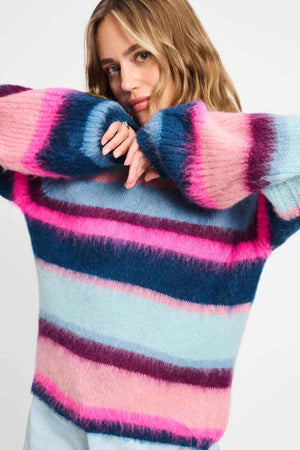 PULLOVR BRUSHED STRIPES BLUE