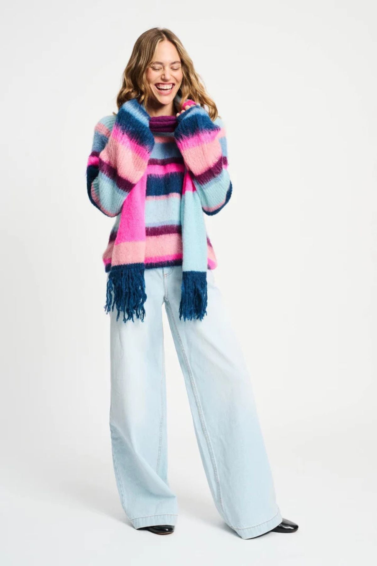 PULLOVR BRUSHED STRIPES BLUE