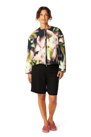 SHORT QUILTED JACKET DARK FLOWER