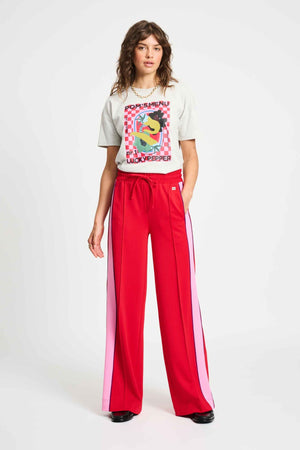 PANT COLOUR BLOCK CHILLI RED