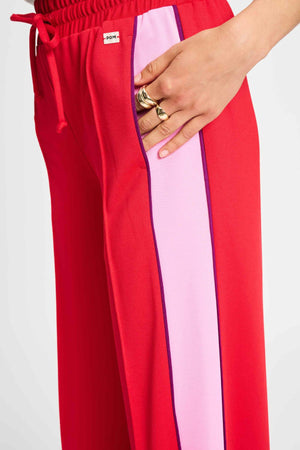 PANT COLOUR BLOCK CHILLI RED