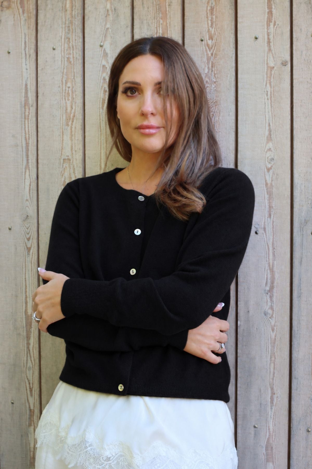 ANNA CASHMERE CARDIGAN MIDNIGHT BLACK