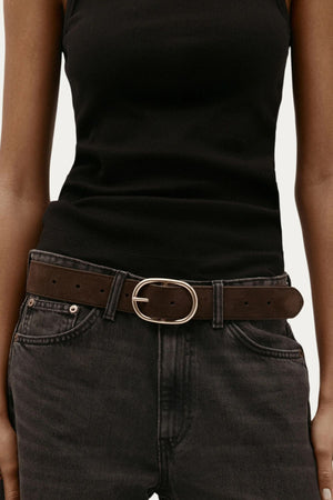 WIDE BELT OVAL BUCKLE JAVA SUEDE/BRASS