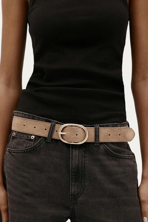 WIDE EPONA BELT OAT SUEDE/BRASS