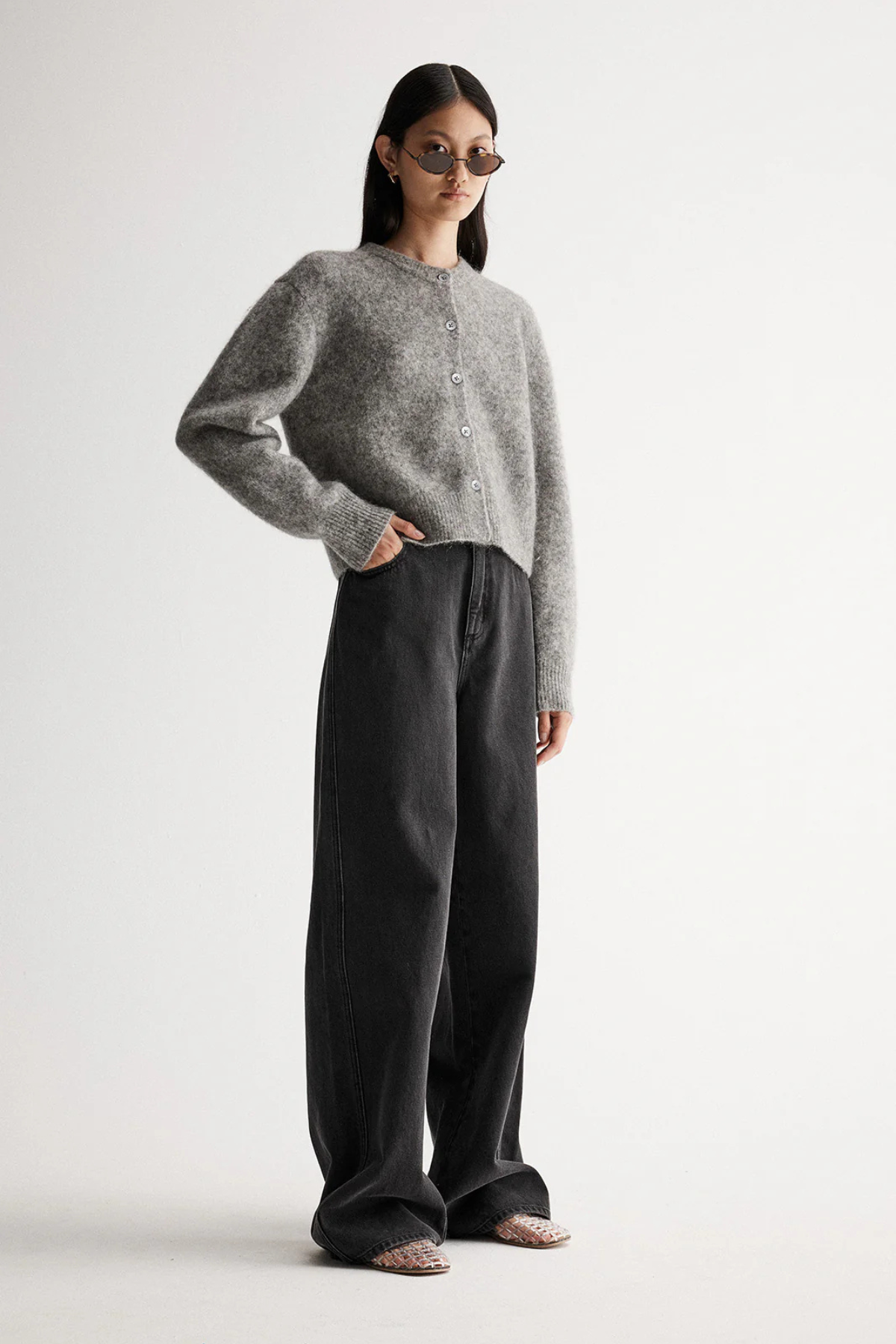 ABIGAIL KNIT CARDIGAN GREY MARLE
