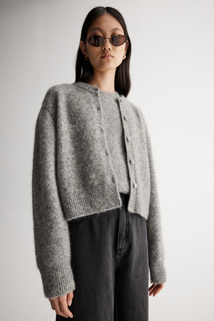 ABIGAIL KNIT CARDIGAN GREY MARLE