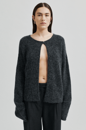 AINA KNIT CARDIGAN DARK GREY