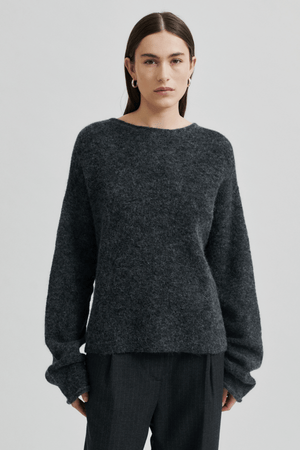 AINA KNIT CARDIGAN DARK GREY
