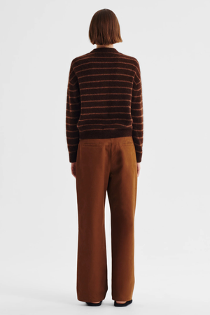 ALBI KNIT CARDIGAN TOFFEE STRIPE